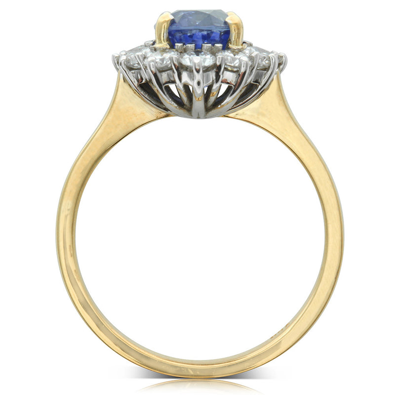 18ct Yellow & 18ct White Gold Sapphire & Diamond Ring-Ring-Walker & Hall