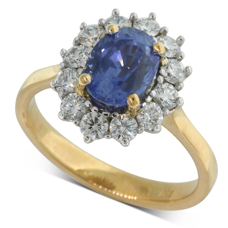 18ct Yellow & 18ct White Gold Sapphire & Diamond Ring-Ring-Walker & Hall