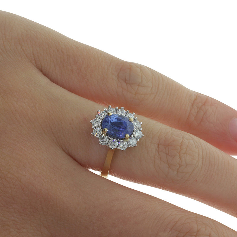 18ct Yellow & 18ct White Gold Sapphire & Diamond Ring-Ring-Walker & Hall