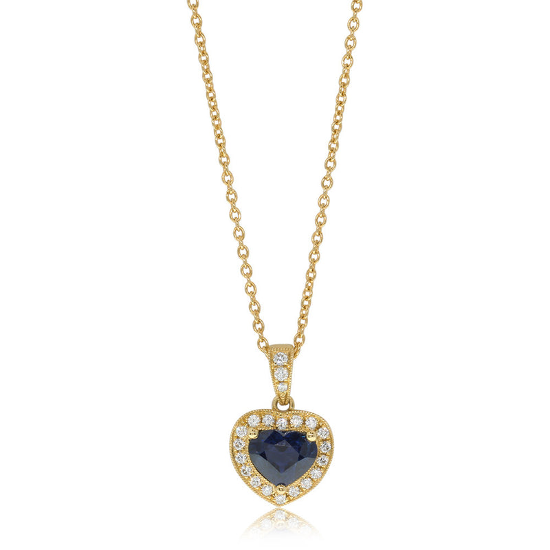 18ct Yellow Gold Sapphire & Diamond Pendant-Necklace-Walker & Hall