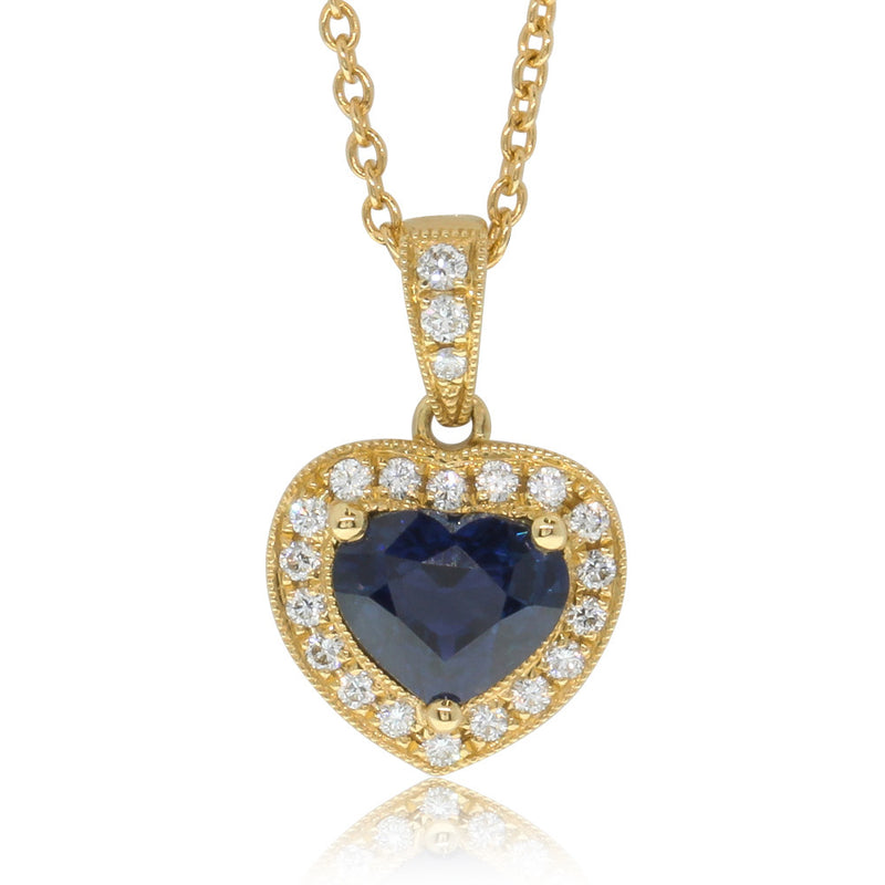 18ct Yellow Gold Sapphire & Diamond Pendant-Necklace-Walker & Hall
