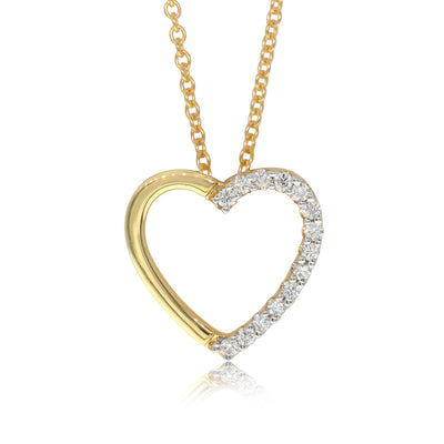18ct Yellow Gold Diamond Heart Pendant-Necklace-Walker & Hall