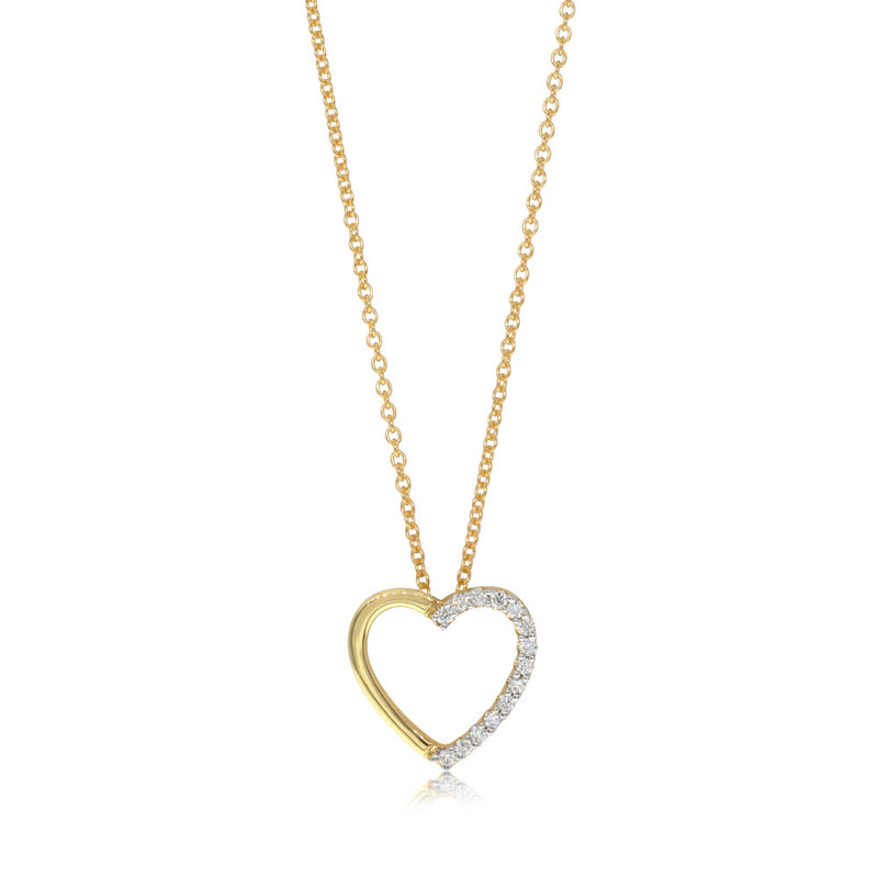 18ct Yellow Gold Diamond Heart Pendant-Necklace-Walker & Hall