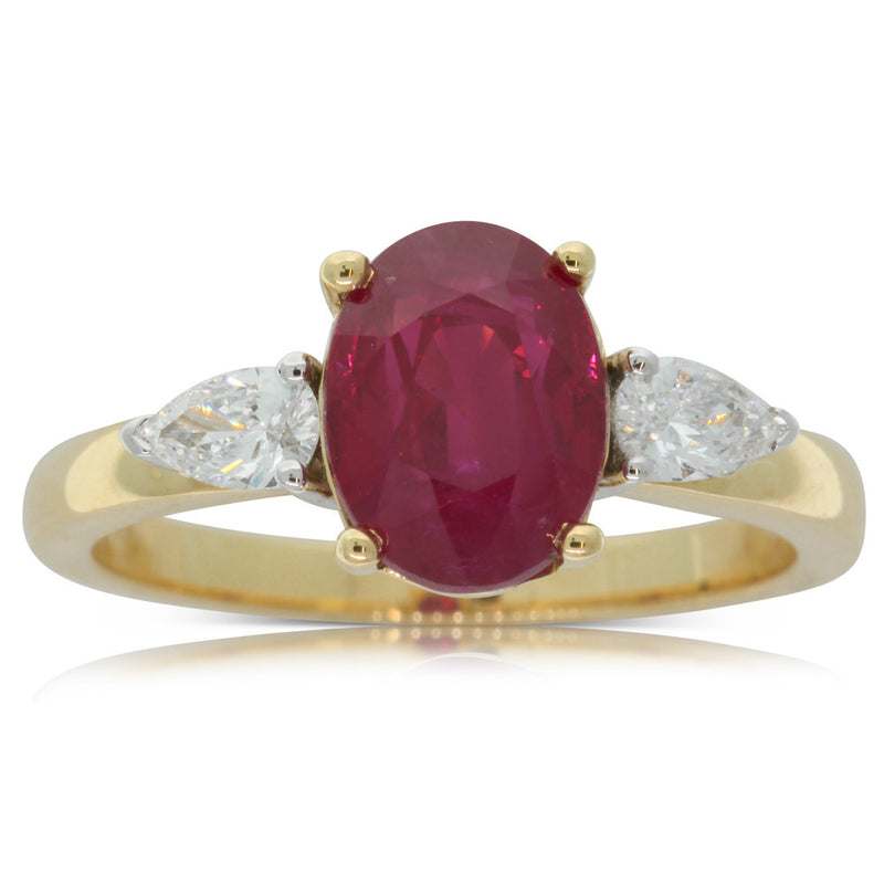 18ct Yellow Gold Ruby & Diamond Ring-Ring-Walker & Hall