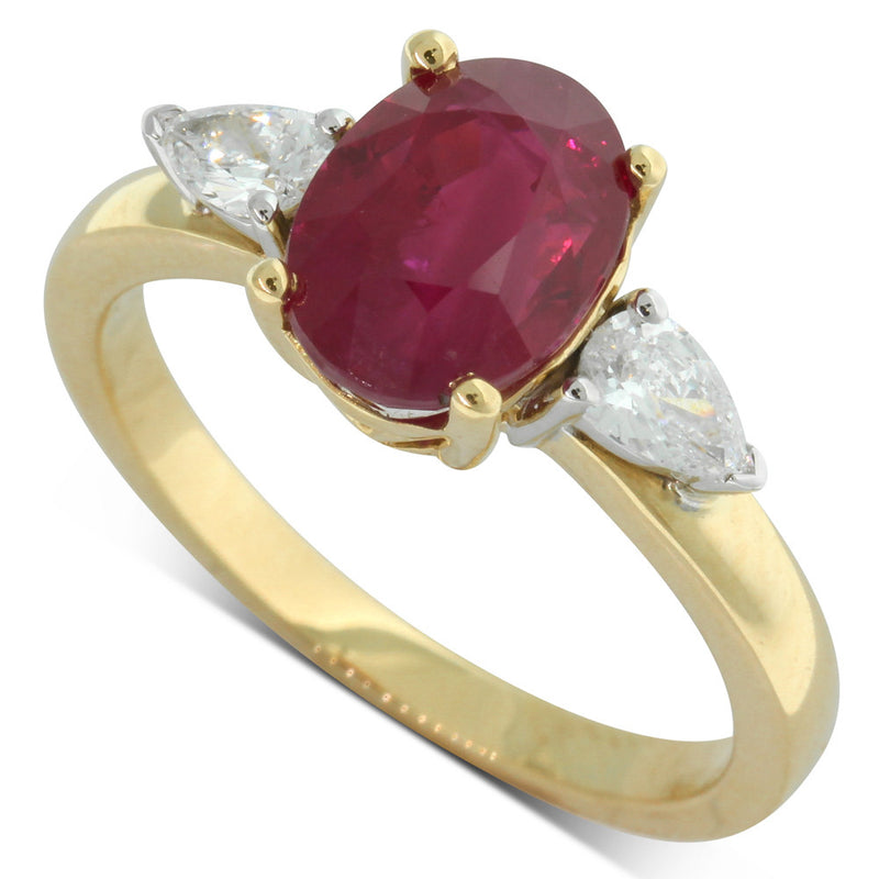 18ct Yellow Gold Ruby & Diamond Ring-Ring-Walker & Hall