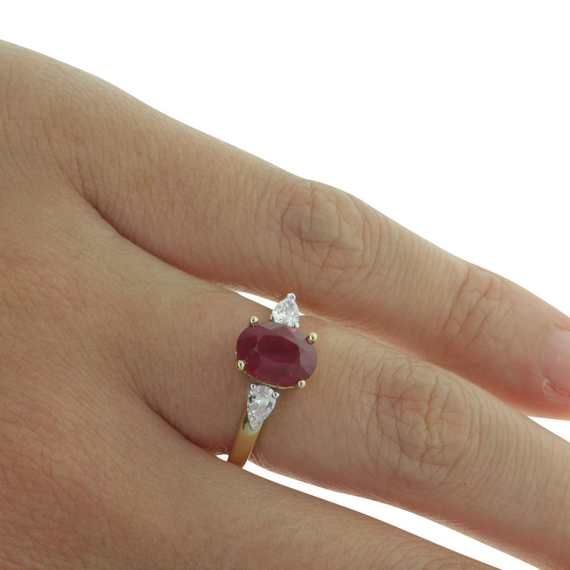 18ct Yellow Gold Ruby & Diamond Ring-Ring-Walker & Hall