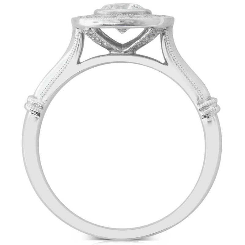 18ct White Gold Diamond Halo Ring-Ring-Walker & Hall