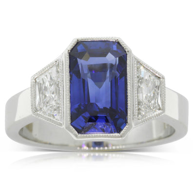 Platinum Sapphire & Diamond Ring-Ring-Walker & Hall