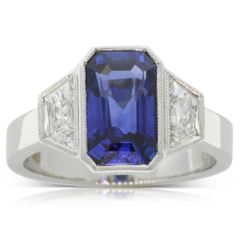 Platinum Sapphire & Diamond Ring-Ring-Walker & Hall