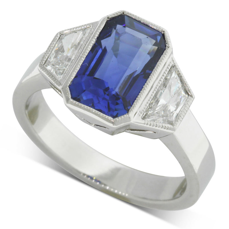 Platinum Sapphire & Diamond Ring-Ring-Walker & Hall