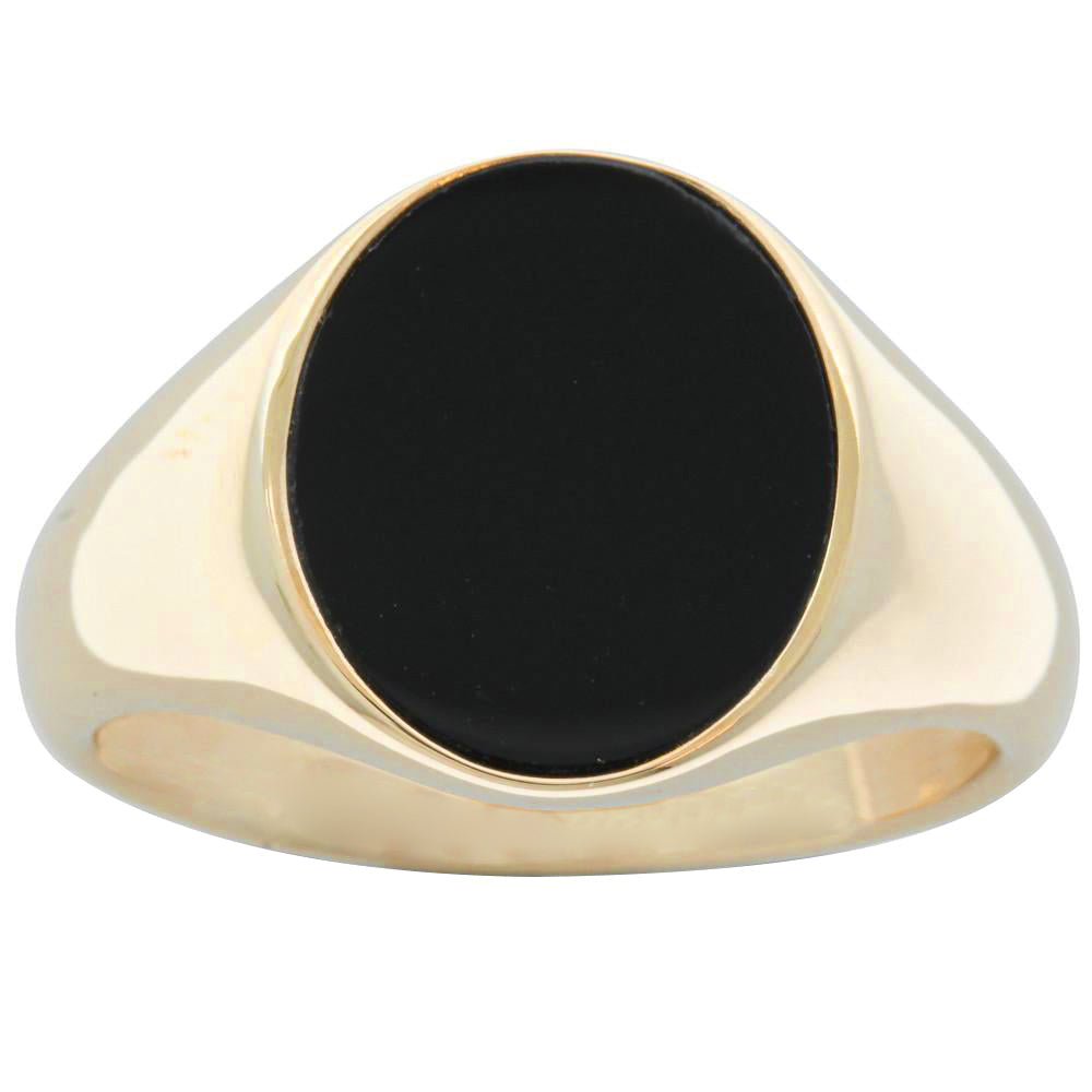 9ct Yellow Gold Oval Onyx Signet Ring-Ring-Walker & Hall