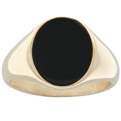 9ct Yellow Gold Oval Onyx Signet Ring-Ring-Walker & Hall