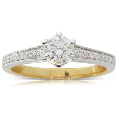 18ct Yellow & 18ct White Gold Diamond Ring-Ring-Walker & Hall