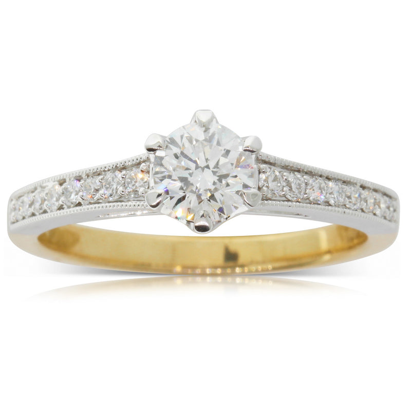 18ct Yellow & 18ct White Gold Diamond Ring-Ring-Walker & Hall