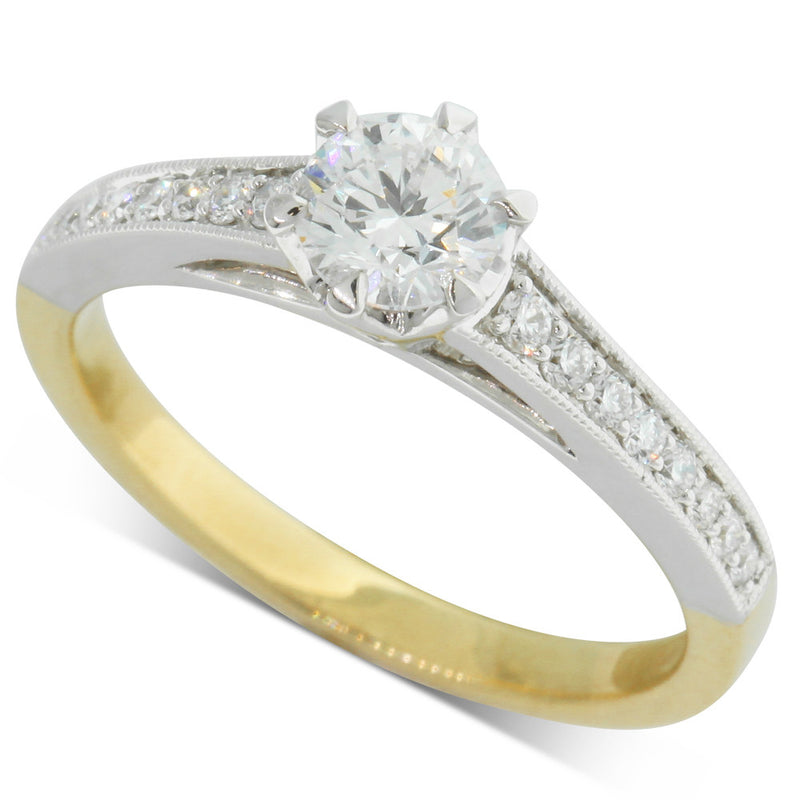 18ct Yellow & 18ct White Gold Diamond Ring-Ring-Walker & Hall