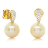 18ct Yellow Gold South Sea Pearl & Diamond Earrings-Earrings-Walker & Hall