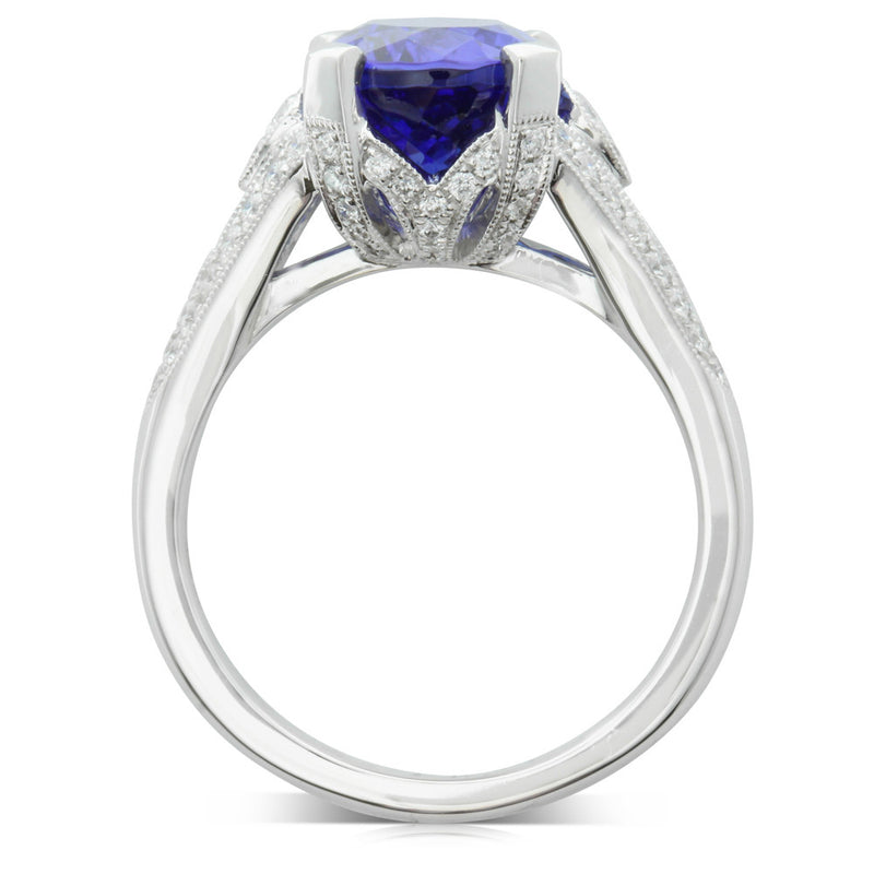 18ct White Gold Tanzanite & Diamond Ring-Ring-Walker & Hall