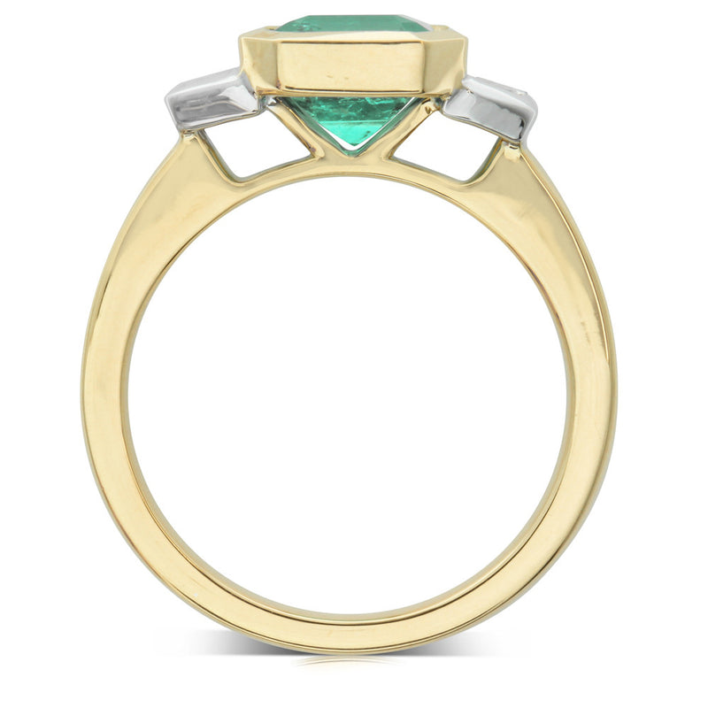 18ct Yellow Gold Emerald & Diamond Ring-Ring-Walker & Hall
