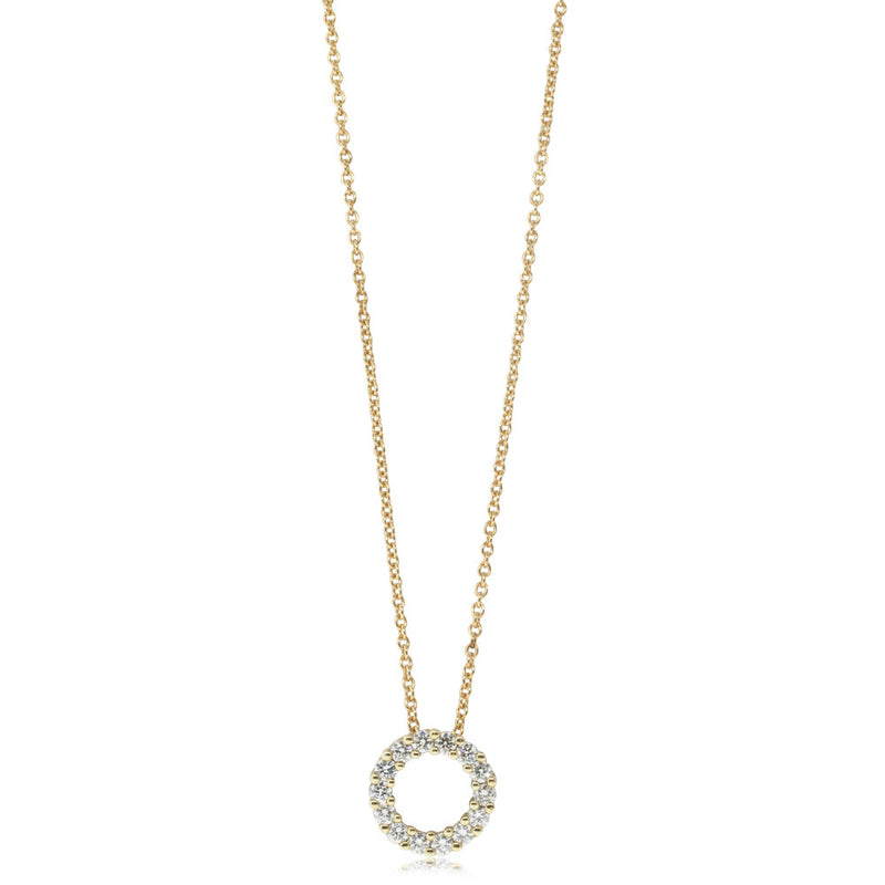 18ct Yellow Gold Diamond Circle Pendant-Necklace-Walker & Hall
