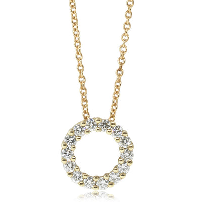 18ct Yellow Gold Diamond Circle Pendant-Necklace-Walker & Hall