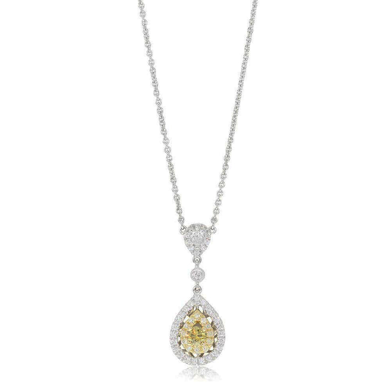 18ct White Gold Yellow Diamond Pendant-Necklace-Walker & Hall