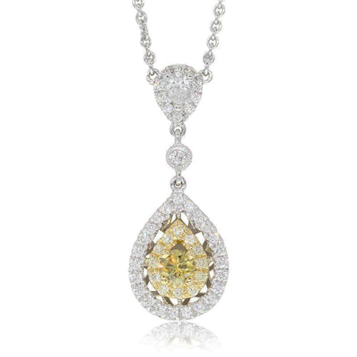 18ct White Gold Yellow Diamond Pendant-Necklace-Walker & Hall