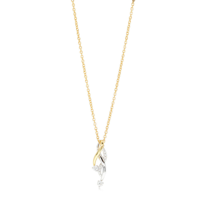 18ct Yellow & White Gold Diamond Pendant-Necklace-Walker & Hall