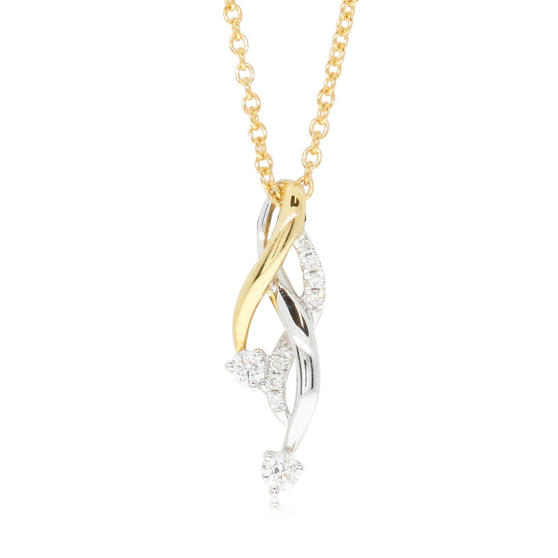 18ct Yellow & White Gold Diamond Pendant-Necklace-Walker & Hall