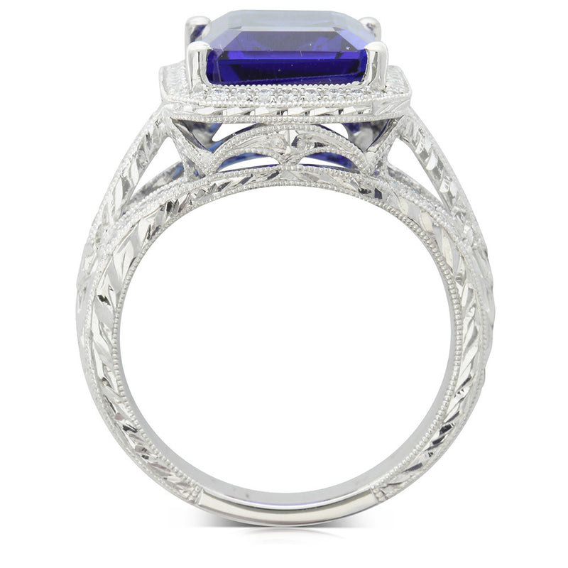 18ct White Gold Tanzanite & Diamond Ring-Ring-Walker & Hall
