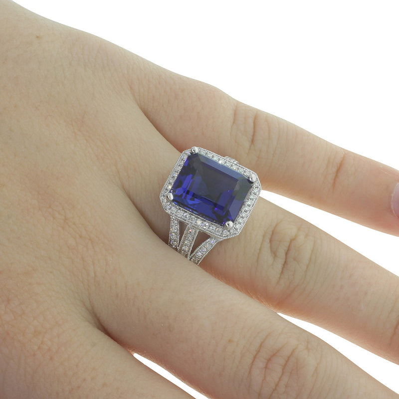 18ct White Gold Tanzanite & Diamond Ring-Ring-Walker & Hall