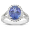 18ct White Gold Tanzanite & Diamond Halo Ring-Ring-Walker & Hall