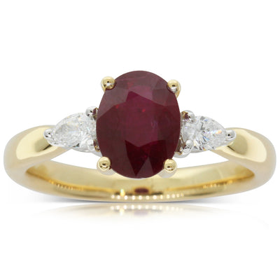 18ct Yellow Gold Ruby & Diamond Ring-Ring-Walker & Hall