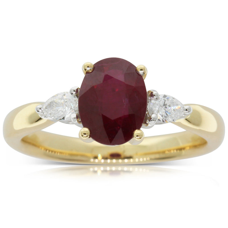 18ct Yellow Gold Ruby & Diamond Ring-Ring-Walker & Hall