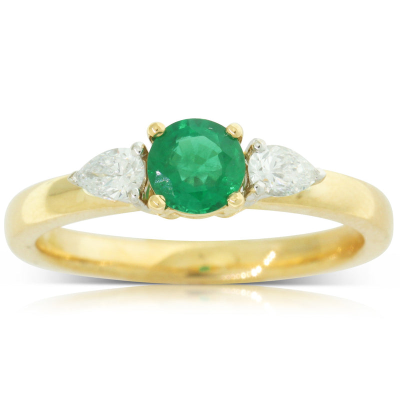 18ct Yellow Gold Emerald & Diamond Ring-Ring-Walker & Hall