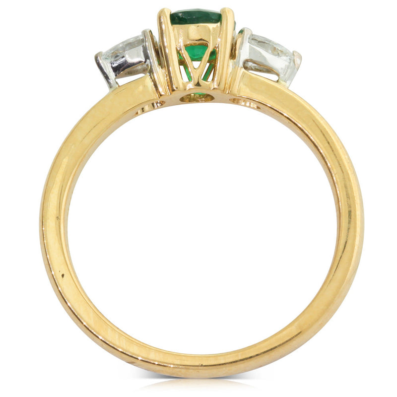 18ct Yellow Gold Emerald & Diamond Ring-Ring-Walker & Hall