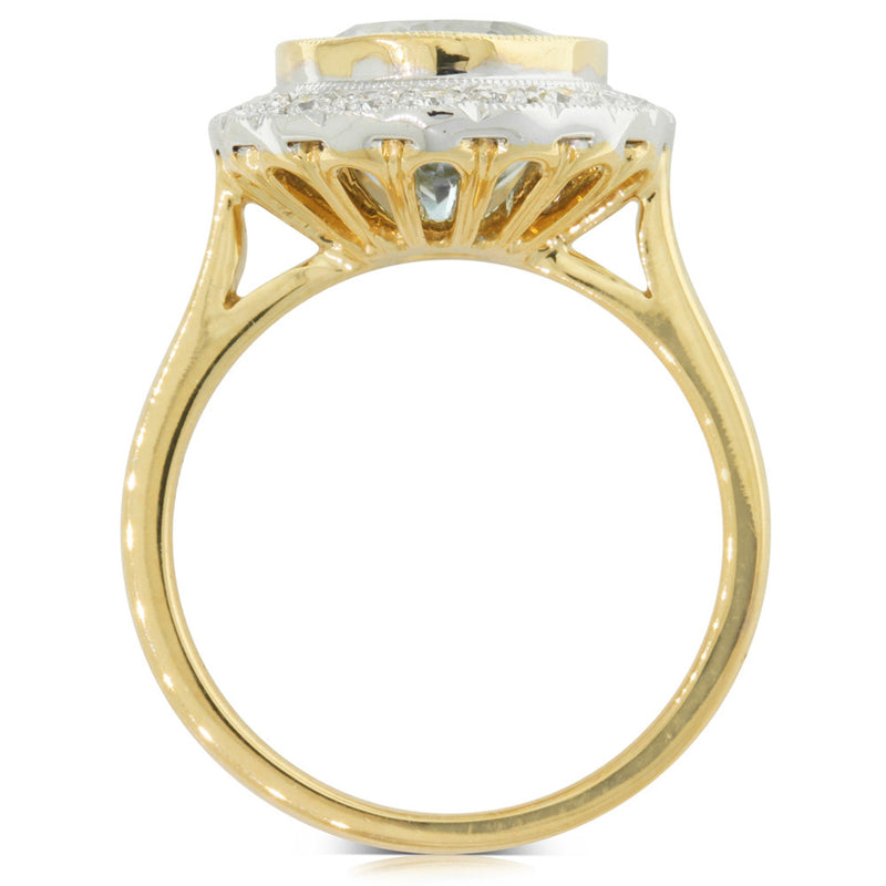 18ct Yellow & White Gold Aquamarine & Diamond Ring-Ring-Walker & Hall