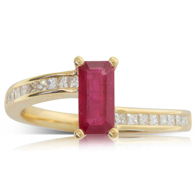 18ct Yellow Gold Ruby & Diamond Ring-Ring-Walker & Hall