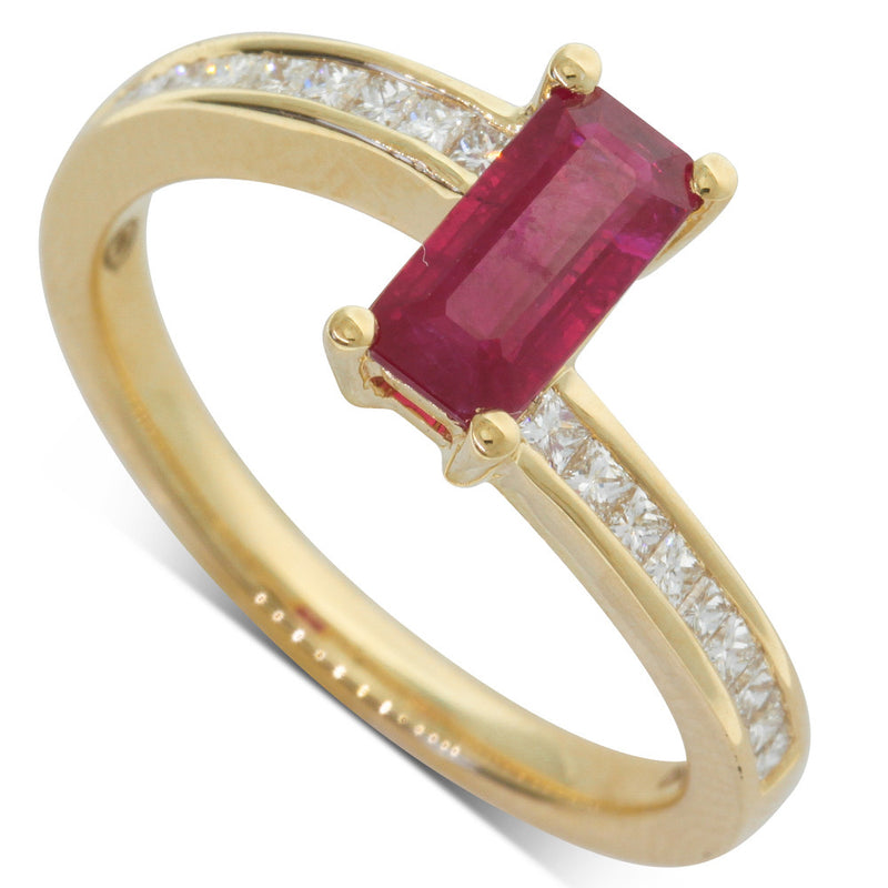 18ct Yellow Gold Ruby & Diamond Ring-Ring-Walker & Hall