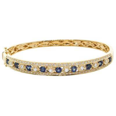 18ct Yellow Gold Sapphire & Diamond Bracelet-Bracelet-Walker & Hall