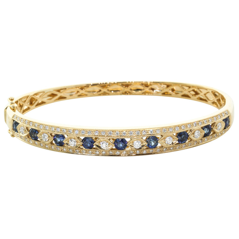 18ct Yellow Gold Sapphire & Diamond Bracelet-Bracelet-Walker & Hall