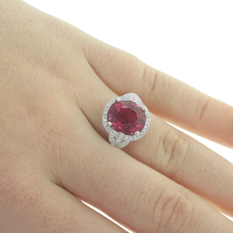 18ct White Gold Tourmaline & Diamond Ring-Ring-Walker & Hall