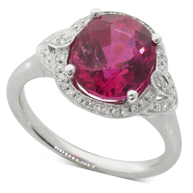 18ct White Gold Tourmaline & Diamond Ring-Ring-Walker & Hall