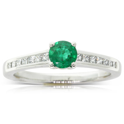 Platinum Emerald & Diamond Ring-Ring-Walker & Hall