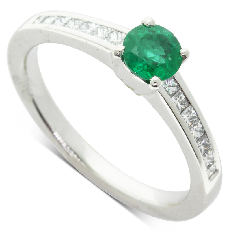 Platinum Emerald & Diamond Ring-Ring-Walker & Hall