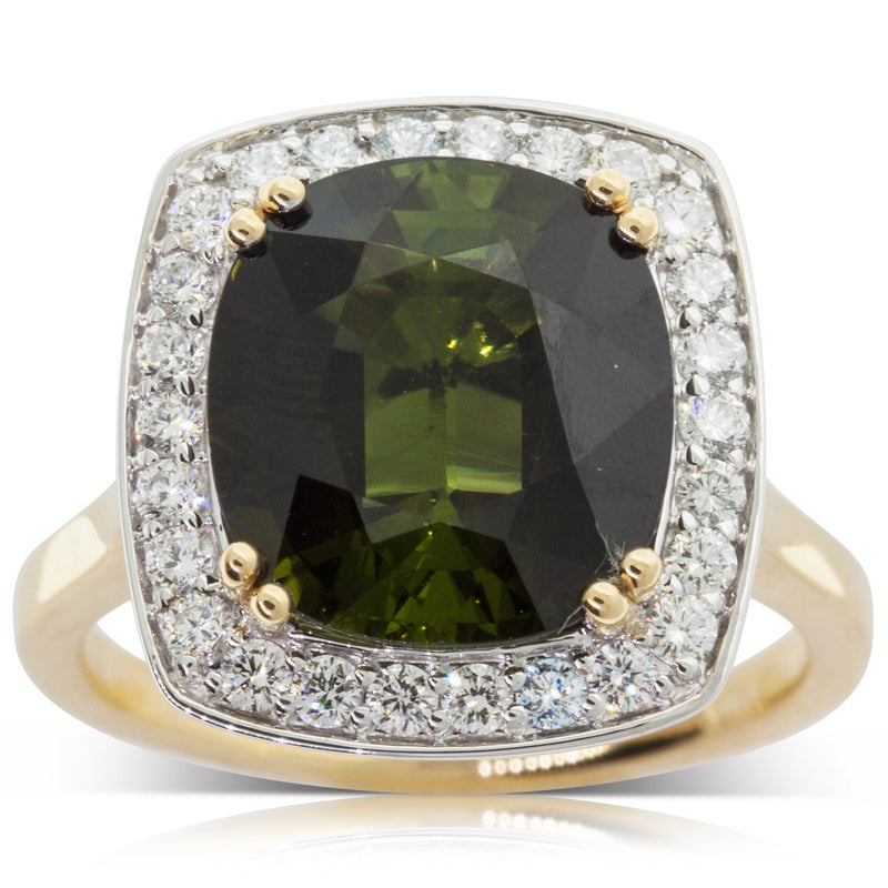 18ct Yellow & White Gold Tourmaline & Diamond Dress Ring-Ring-Walker & Hall
