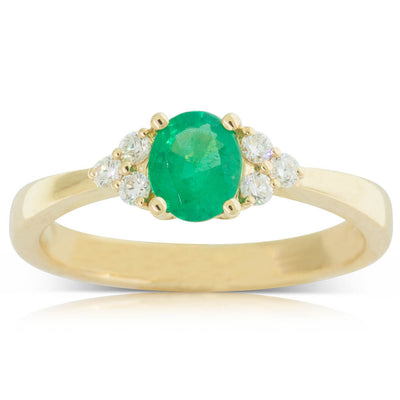 18ct Yellow Gold Emerald And Diamond Ring-Ring-Walker & Hall