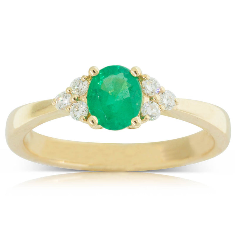 18ct Yellow Gold Emerald And Diamond Ring-Ring-Walker & Hall