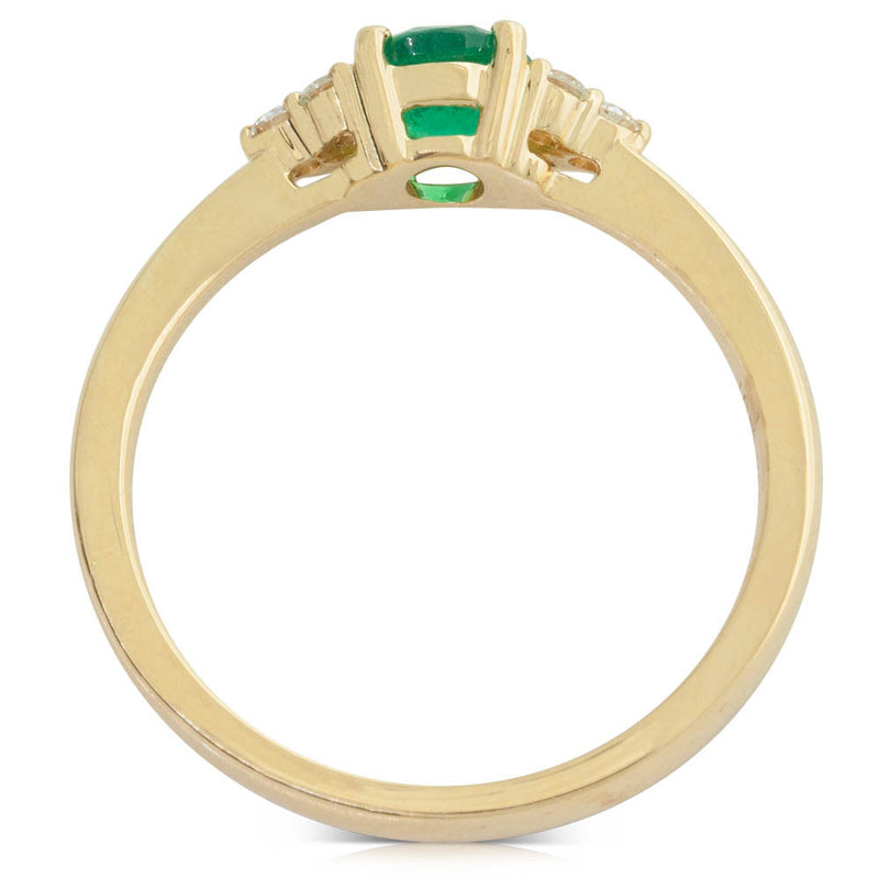 18ct Yellow Gold Emerald And Diamond Ring-Ring-Walker & Hall