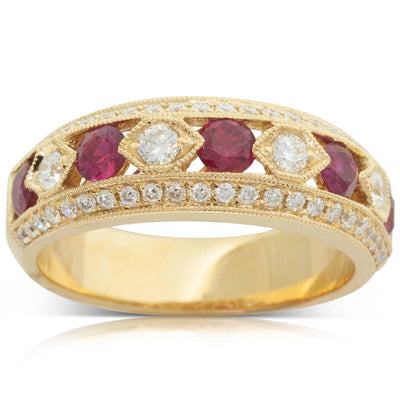 18ct Yellow Gold Ruby & Diamond Ring-Ring-Walker & Hall