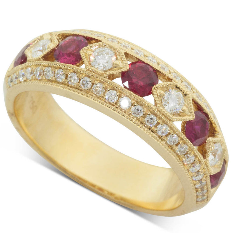 18ct Yellow Gold Ruby & Diamond Ring-Ring-Walker & Hall